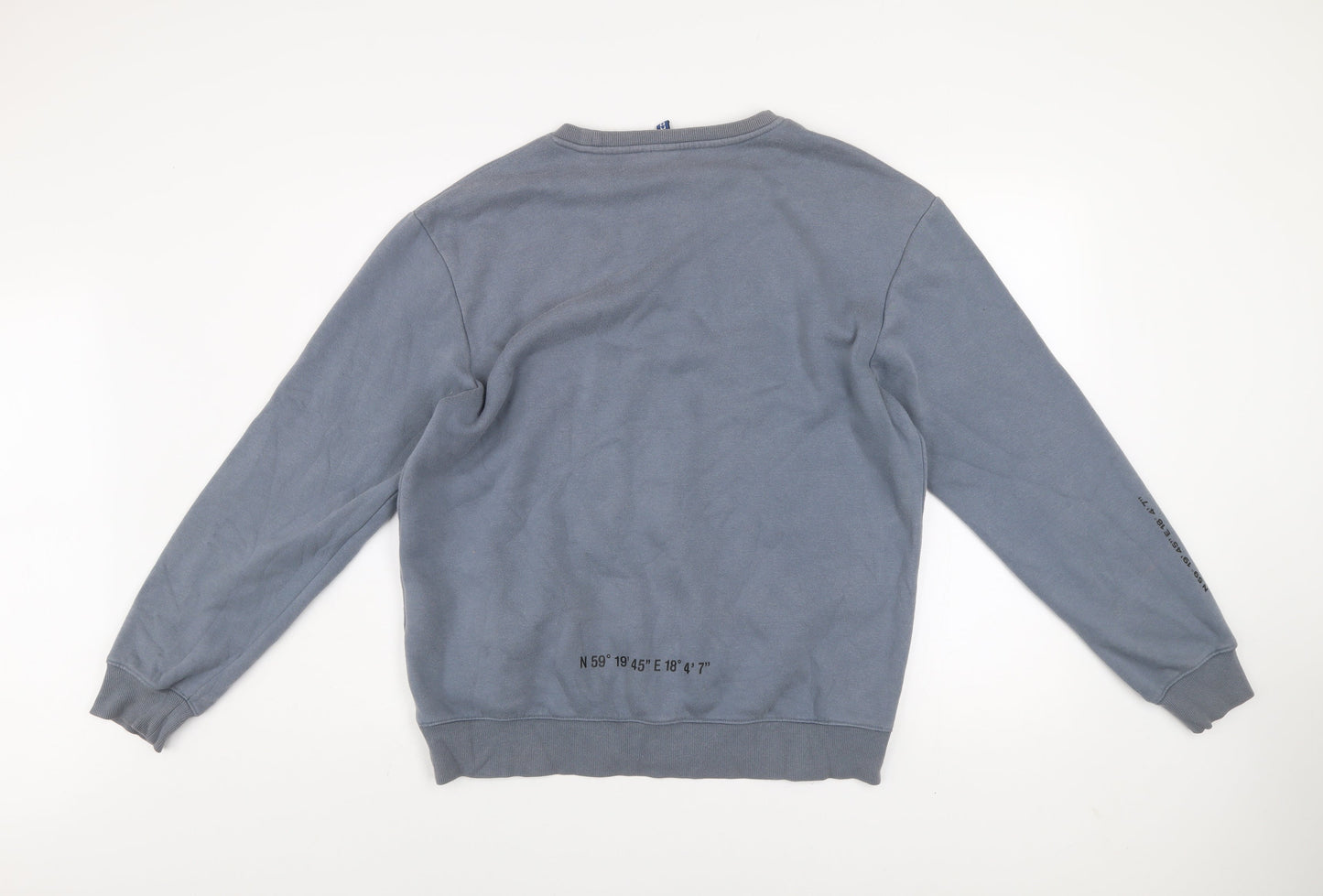 H&M Divided Men’s Grey Pullover Sweatshirt M Crew Neck Fleece Logo