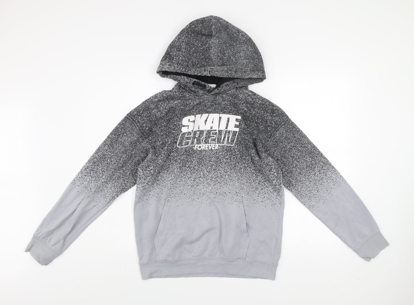 H&M Boys Grey Skate Crew Pullover Hoodie 13-14 Years Regular Fit