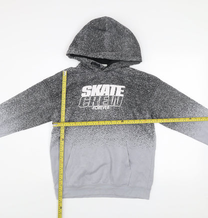 Back view of H&M boys’ grey skate crew pullover hoodie 13-14 years regular fit