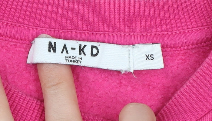 NA-KD Womens Pink Cotton Blend Crew Neck Pullover Sweatshirt XS