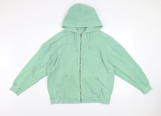 Pull&Bear Teens Green Full Zip Hooded Basic Jacket S