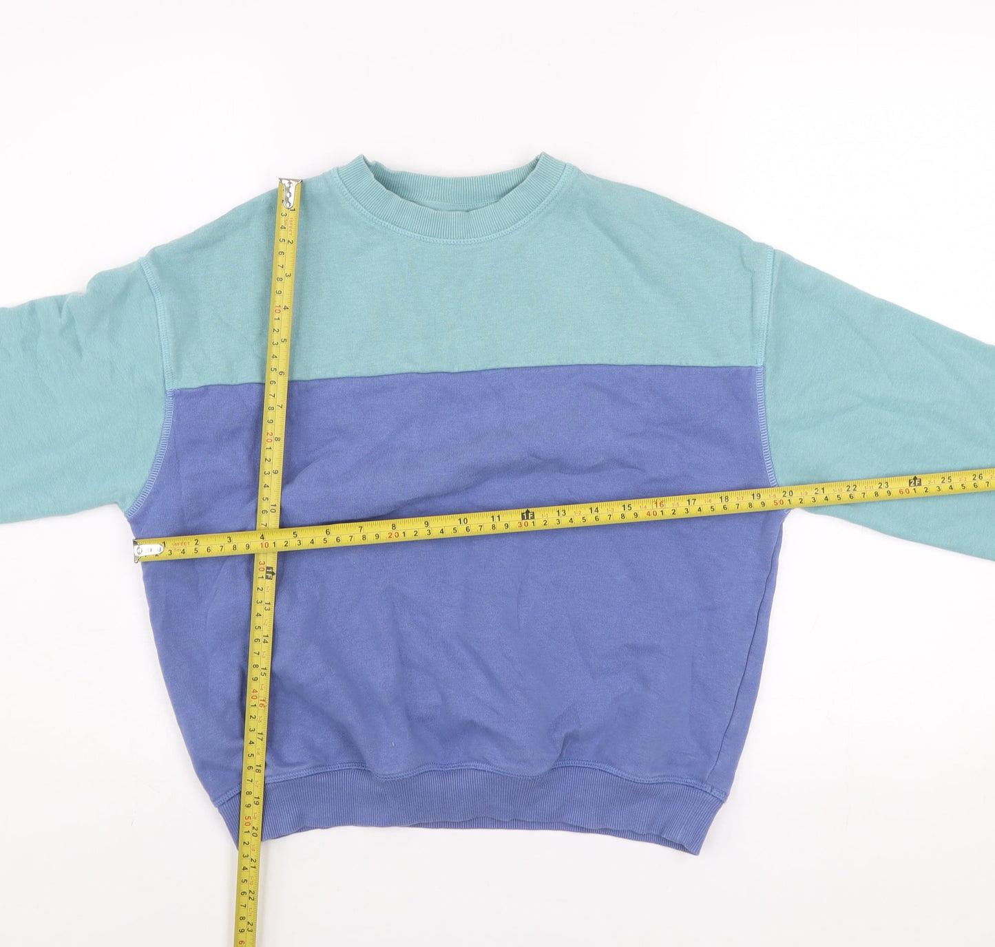 Marks and Spencer Boys Blue Colourblock Cotton Sweatshirt 11-12 Years