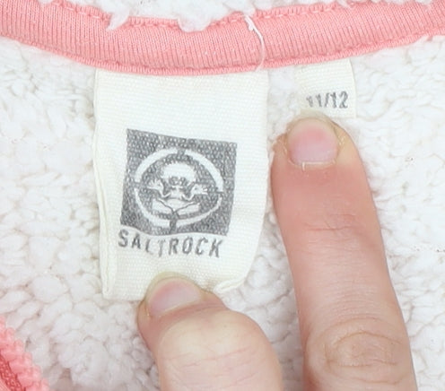 Saltrock Girls Pink Hooded Full Zip Basic Jacket 11-12 Years Retro Print