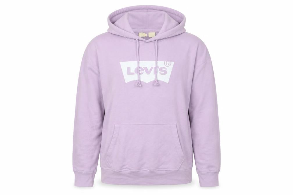 Levi's Men's Purple Pullover Hoodie S Logo Graphic Print Cotton Blend