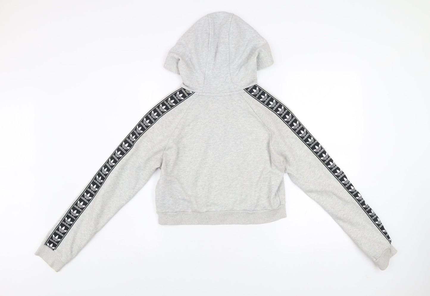 Adidas Women Grey Hoodie UK 8 Hooded Pullover Sweatshirt