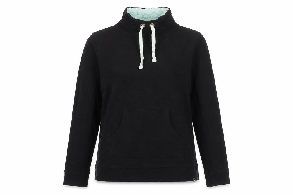 BAM Women Black Size 12 Pullover Sweatshirt with Drawstring Collar
