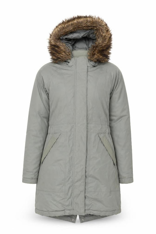 The North Face Women's Grey Parka Coat S Faux Fur Hood Waterproof