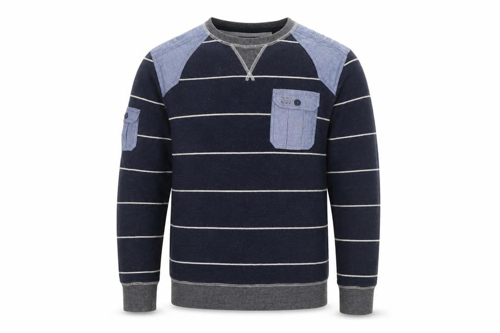 Next Men’s Blue Striped Cotton Sweatshirt Medium Crew Neck Pullover