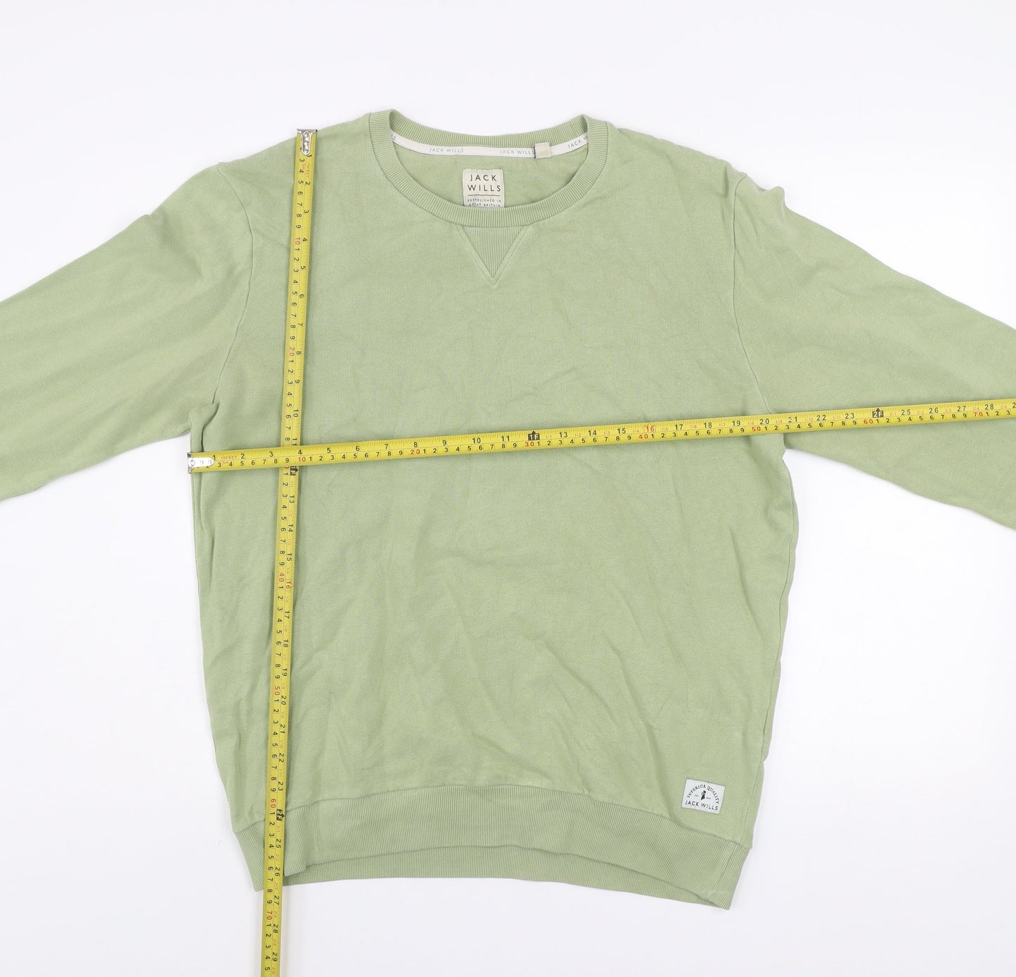 Jack Wills Men's Green Crew Neck Cotton Sweatshirt Size M