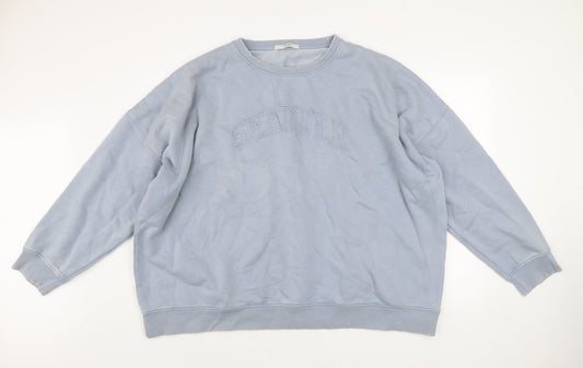George Women Blue Cotton Blend Pullover Sweatshirt Size 18 Seattle Design