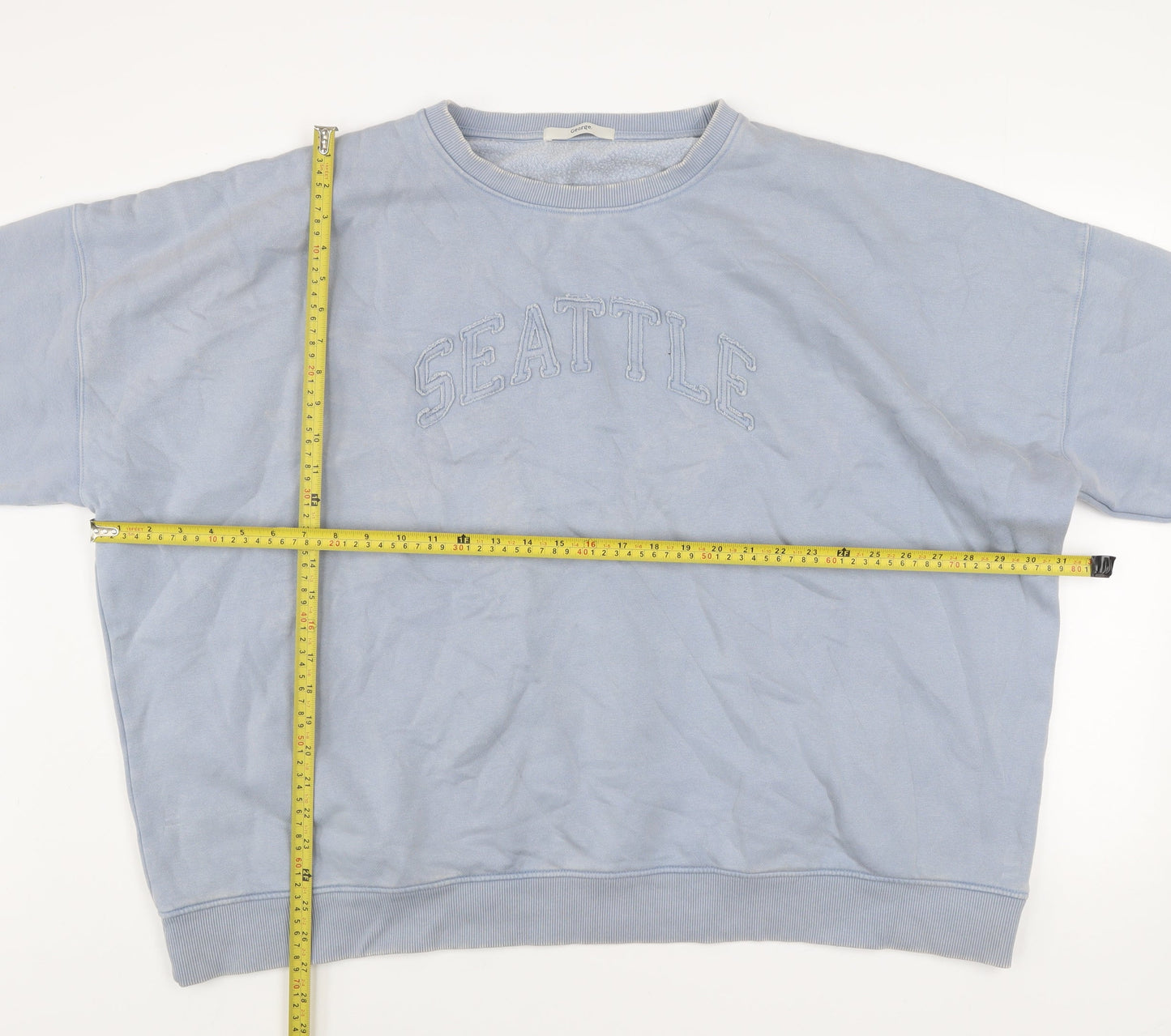 George Women Blue Cotton Blend Pullover Sweatshirt Size 18 Seattle Design