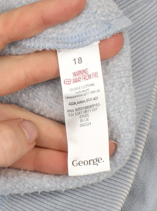 George Women Blue Cotton Blend Pullover Sweatshirt Size 18 Seattle Design