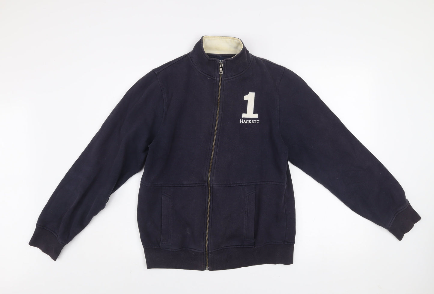 Hackett Boys Blue 15-16 Years Cotton Zip Track Jacket with Logo