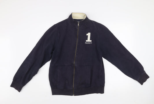 Hackett Boys Blue 15-16 Years Cotton Zip Track Jacket with Logo