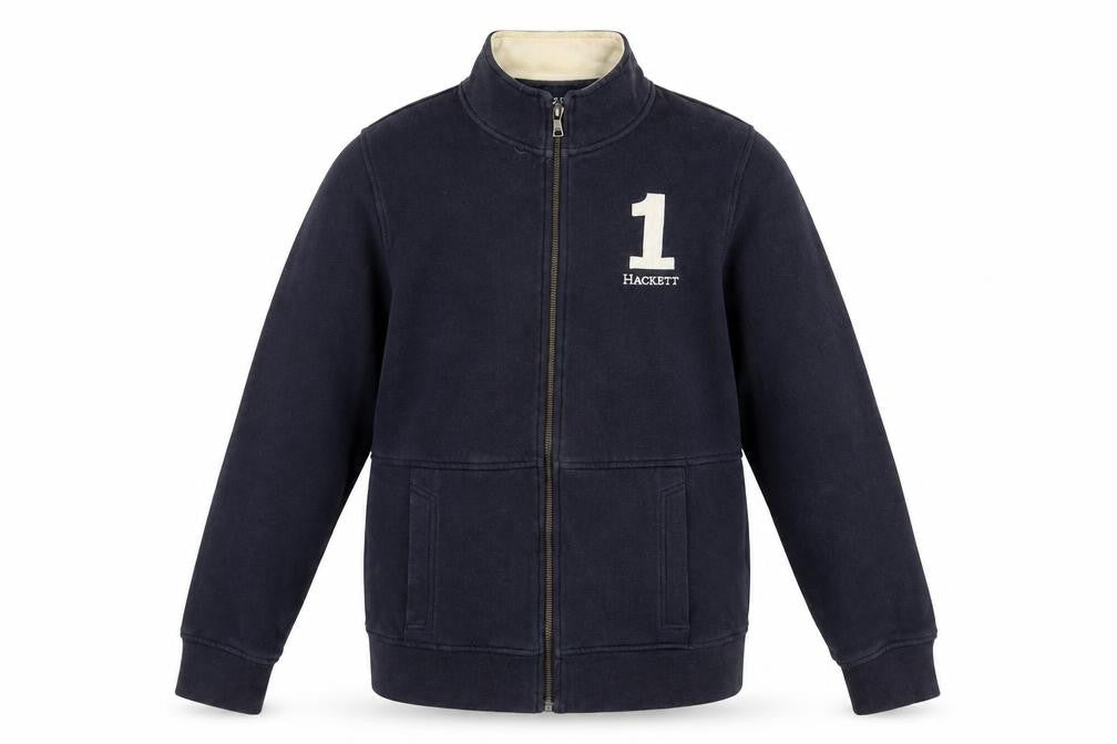 Hackett Boys Blue 15-16 Years Cotton Zip Track Jacket with Logo