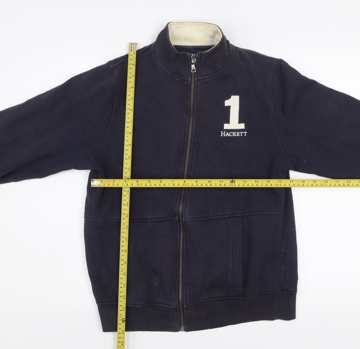 Hackett Boys Blue 15-16 Years Cotton Zip Track Jacket with Logo
