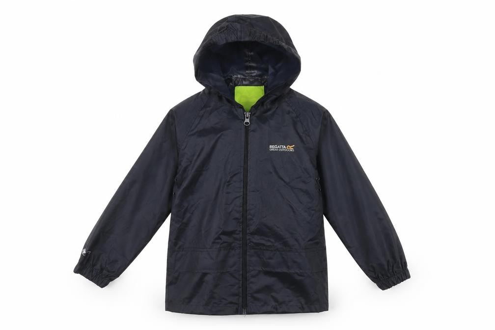 Regatta Boys Black Waterproof Hooded Rain Coat Jacket 2 Years