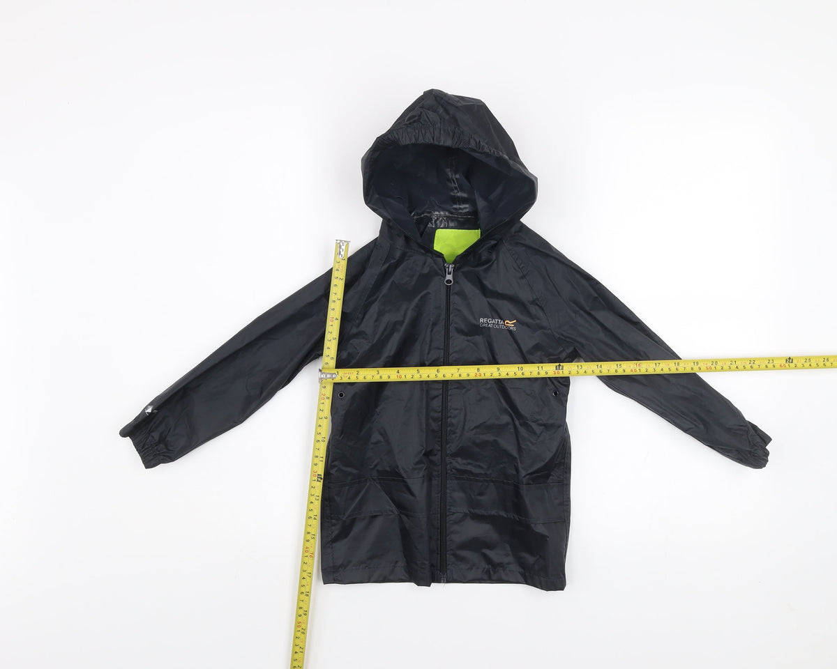 Regatta Boys Black Waterproof Hooded Rain Coat Jacket 2 Years