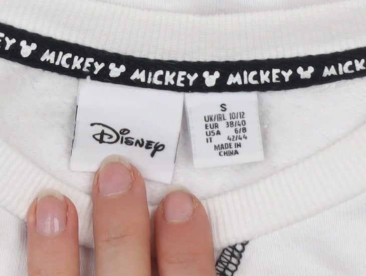 Disney Women White Mickey Mouse Graphic Pullover Sweatshirt Size S