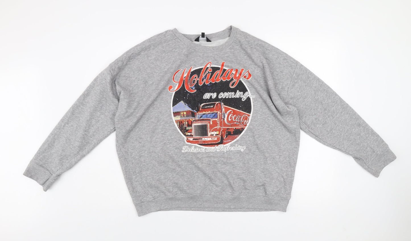 New Look Womens Grey Coca-Cola Christmas Pullover Sweatshirt Size 16