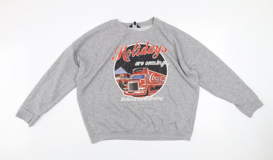 New Look Womens Grey Coca-Cola Christmas Pullover Sweatshirt Size 16