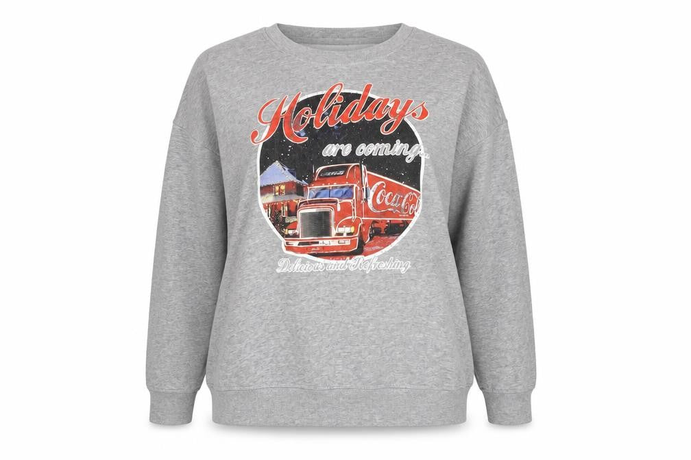 New Look Womens Grey Coca-Cola Christmas Pullover Sweatshirt Size 16