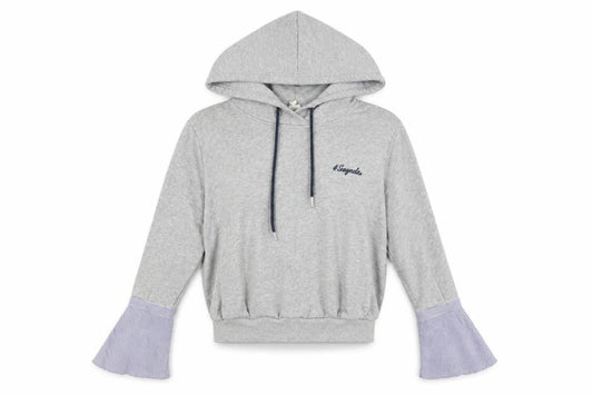 Evidnt Los Angeles Women's Grey Pullover Hoodie XS Flared Sleeve Cotton