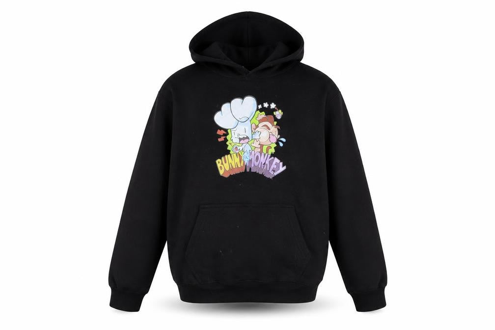 SNS Apparel Boys Black XL Bunny vs Monkey Pullover Hoodie