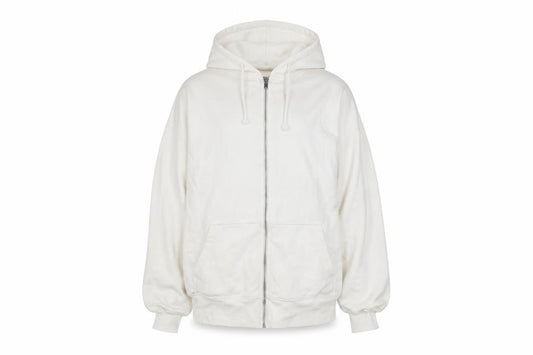 DIVIDED Mens White L Basic Full Zip Hooded Cotton Blend Active Jacket