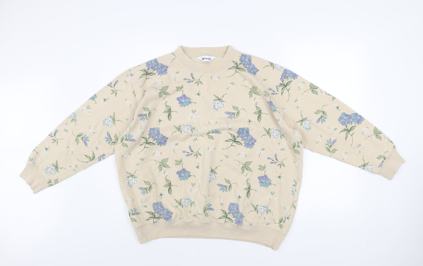 Damart Womens Beige Floral Crew Neck Pullover Sweatshirt Size 20/22