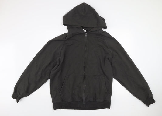 idlt Men's Black L Full Zip Hooded Basic Jacket