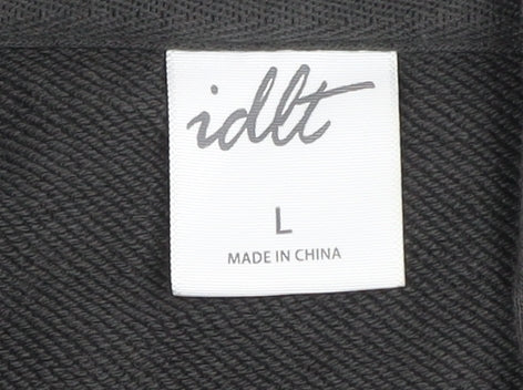 idlt Men's Black L Full Zip Hooded Basic Jacket