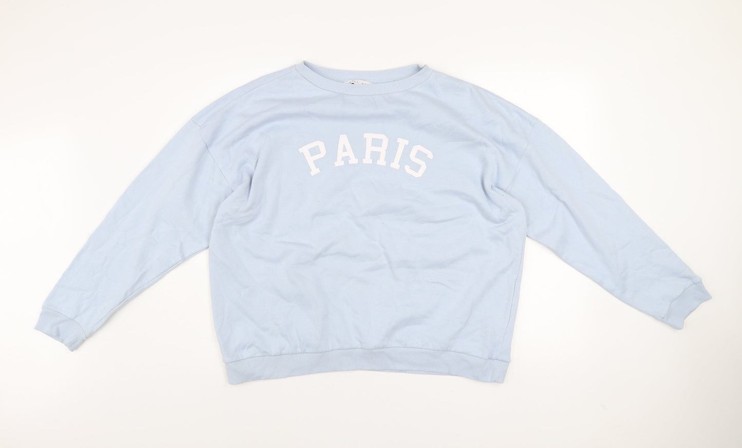 Amara Reya Women Blue Paris Crew Neck Pullover Sweatshirt UK 18