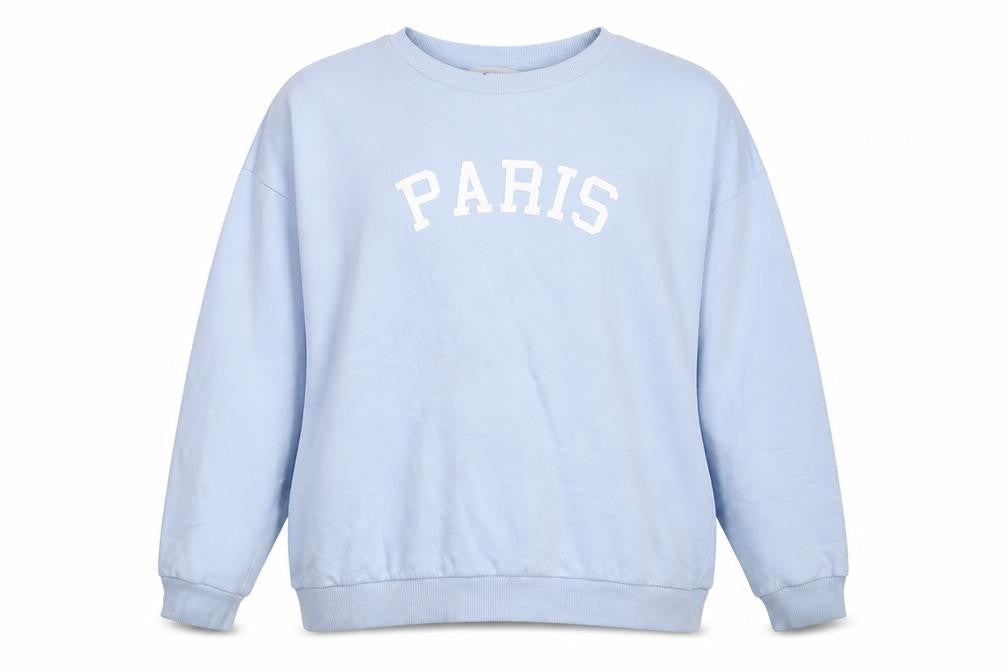 Amara Reya Women Blue Paris Crew Neck Pullover Sweatshirt UK 18