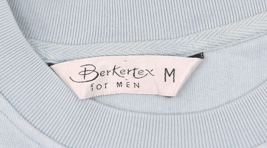 Berkertex Men Blue Embroidered Pullover Sweatshirt Size M
