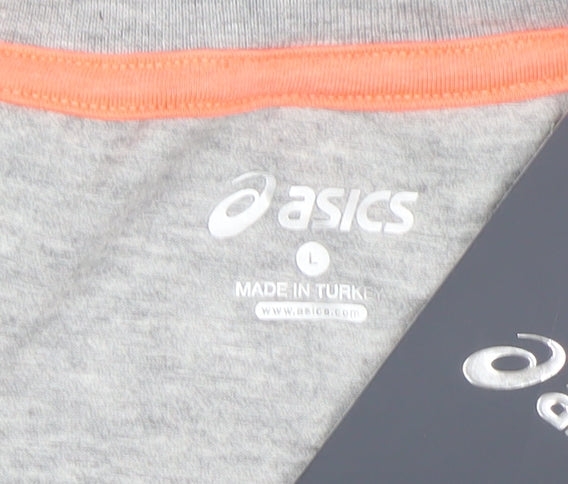 Asics Women's Grey V-Neck Rugby T-Shirt Size L Sports Top