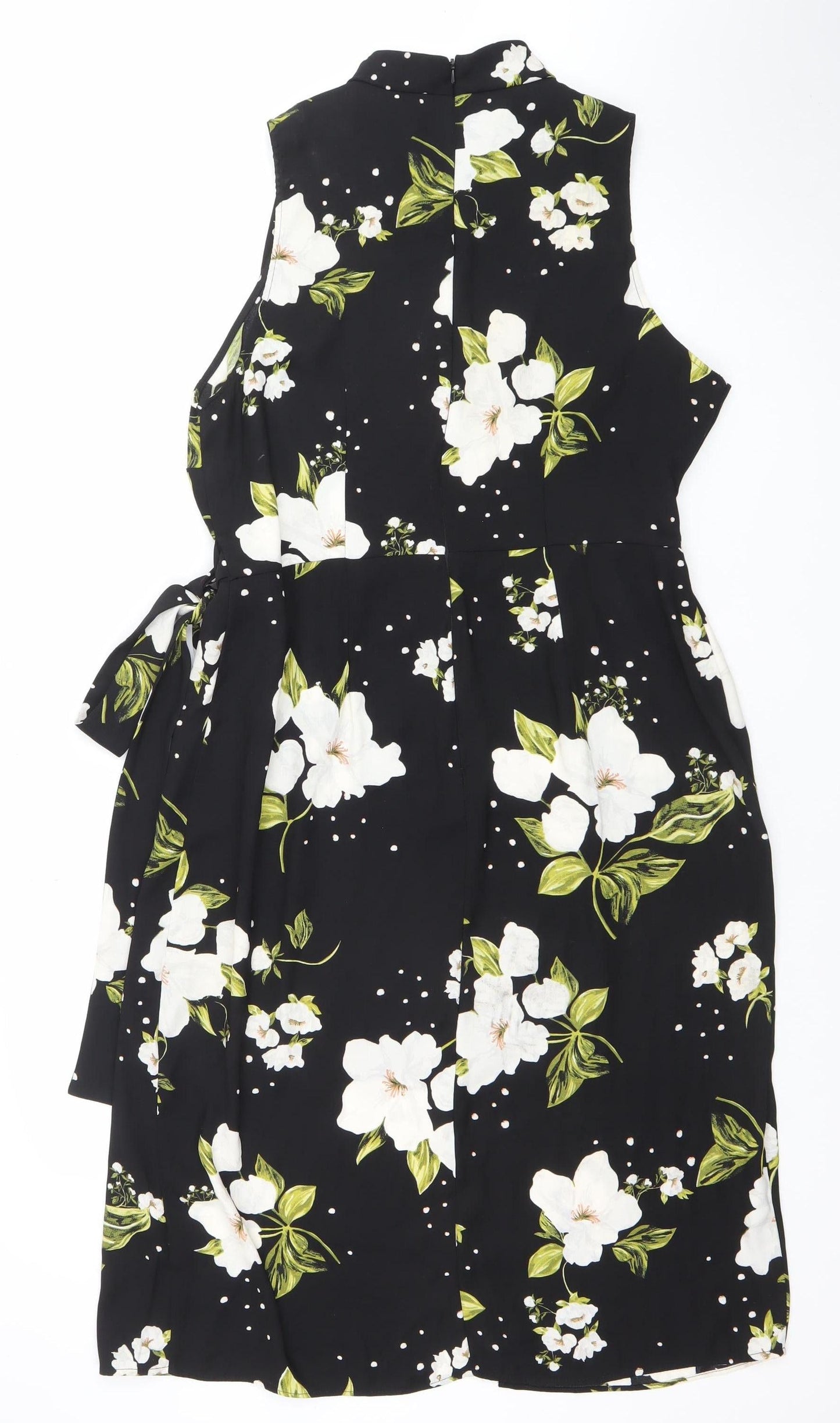 River Island Women’s Black Floral One Shoulder Wrap Dress Size 16