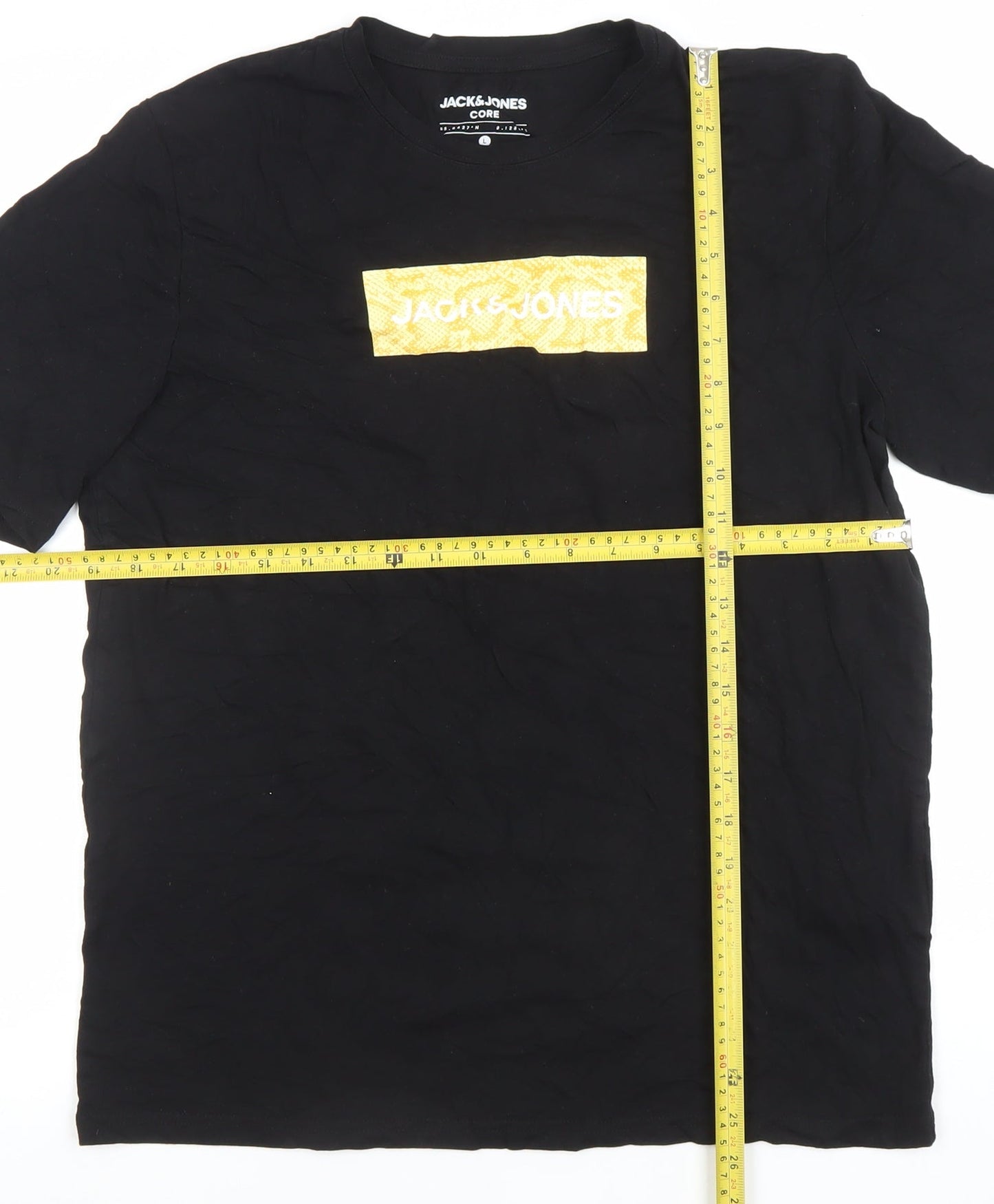 Jack & Jones Men’s Black Logo Graphic Cotton T-Shirt Size L