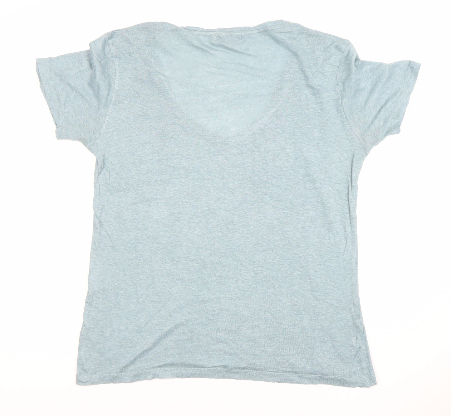 Second Female Women’s Blue Linen V-Neck Short Sleeve T-Shirt Size S