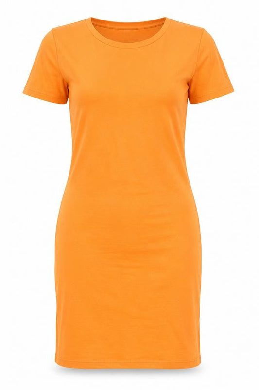 Oliver Bonas Women's Orange Cotton Stretch T-Shirt Dress Size 10