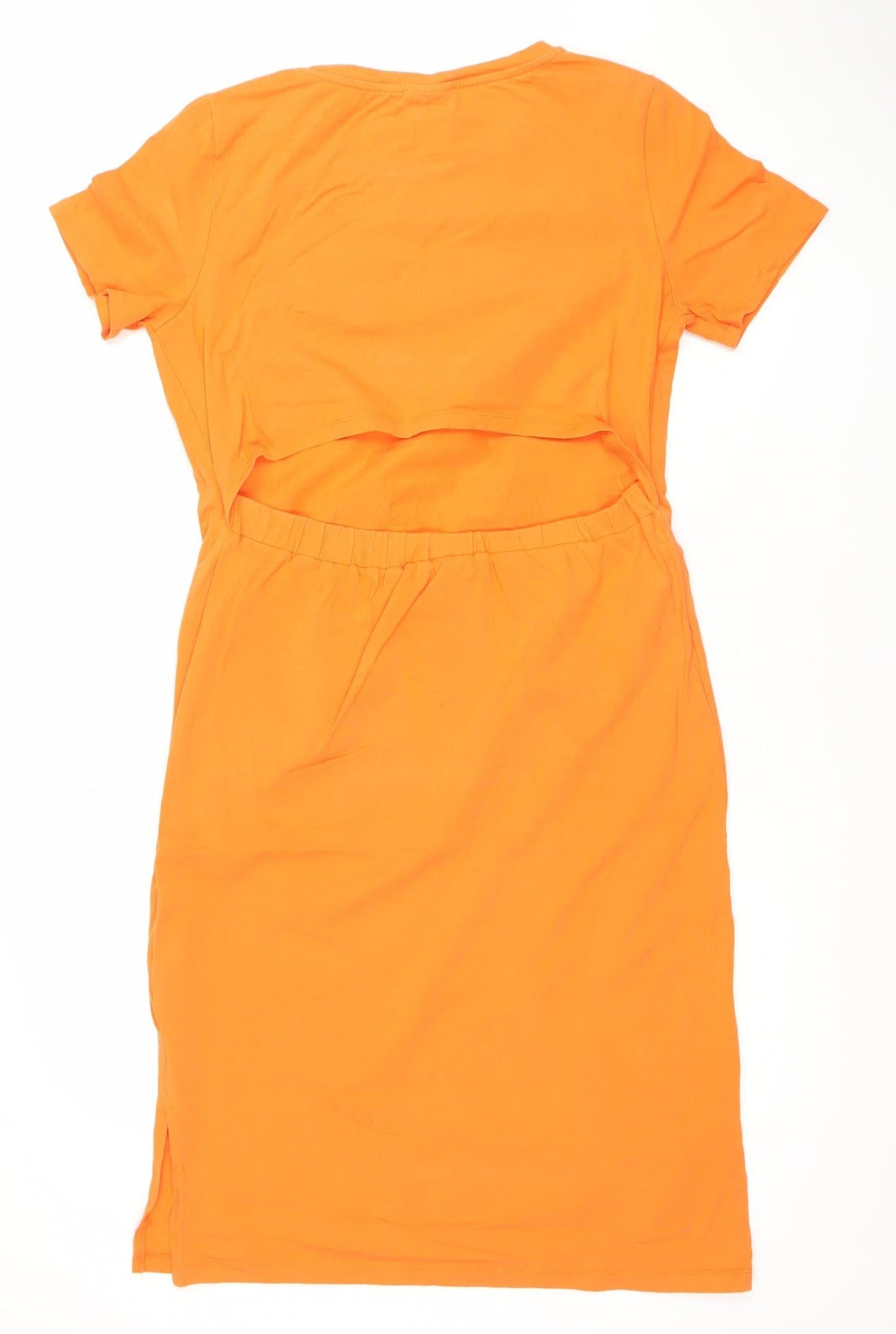 Oliver Bonas Women's Orange Cotton Stretch T-Shirt Dress Size 10