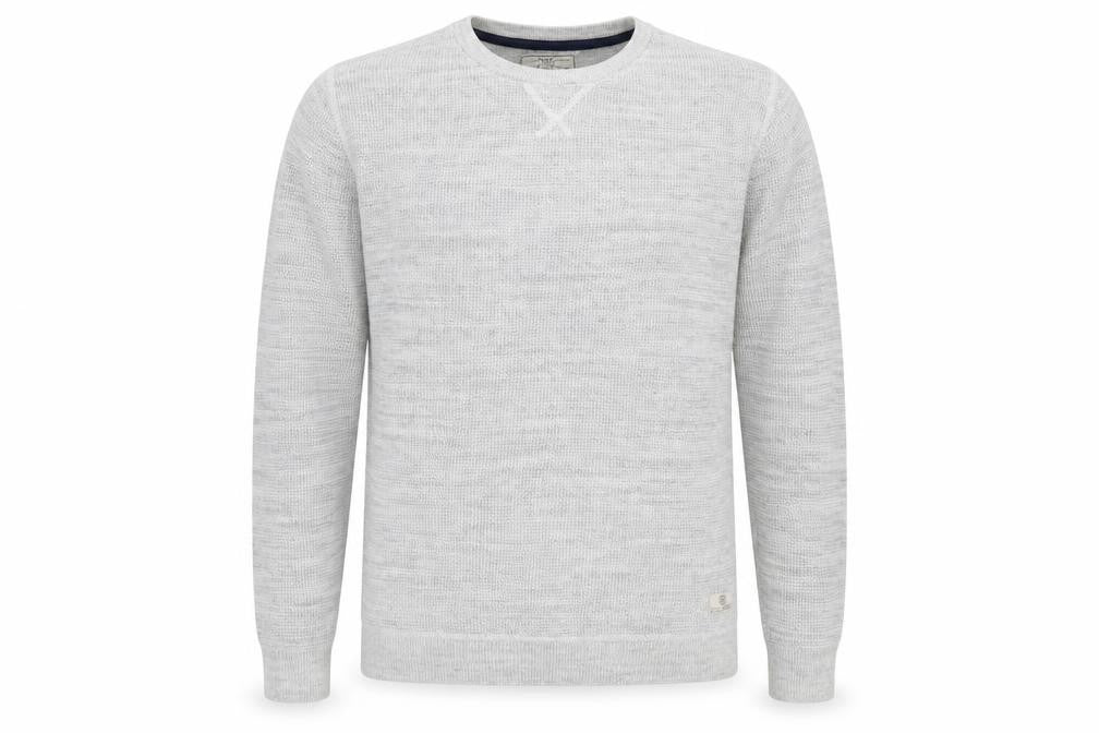 Next Mens Grey Waffle Knit Cotton Blend Crew Neck Jumper Size L
