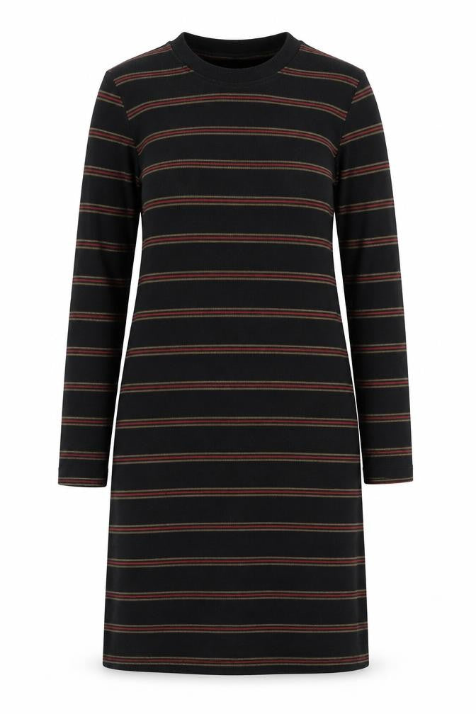 Pull&Bear Women’s Black Striped Long Sleeve T-Shirt Dress Size S