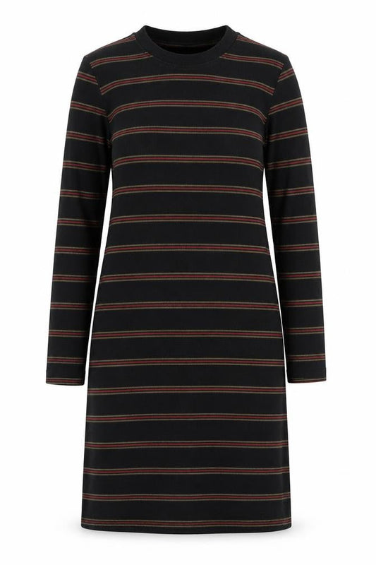 Pull&Bear Women’s Black Striped Long Sleeve T-Shirt Dress Size S