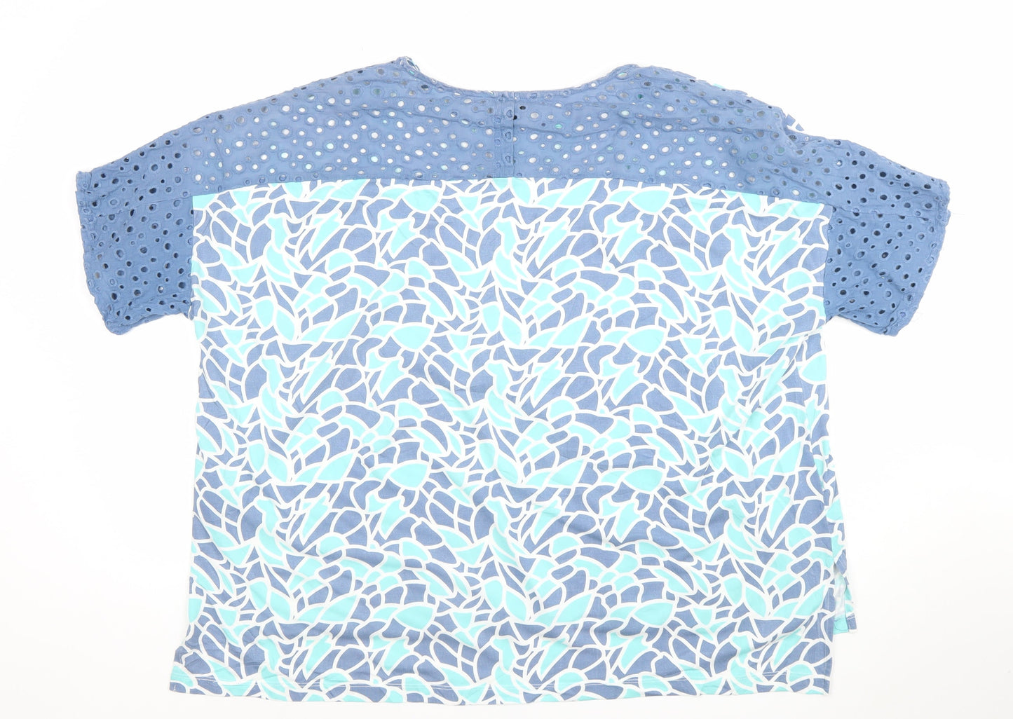 Emreco Women's Blue Short Sleeve Floral Tunic Blouse UK 20