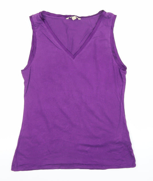 Banana Republic Women's Purple V-Neck Sleeveless Tank Top Size S