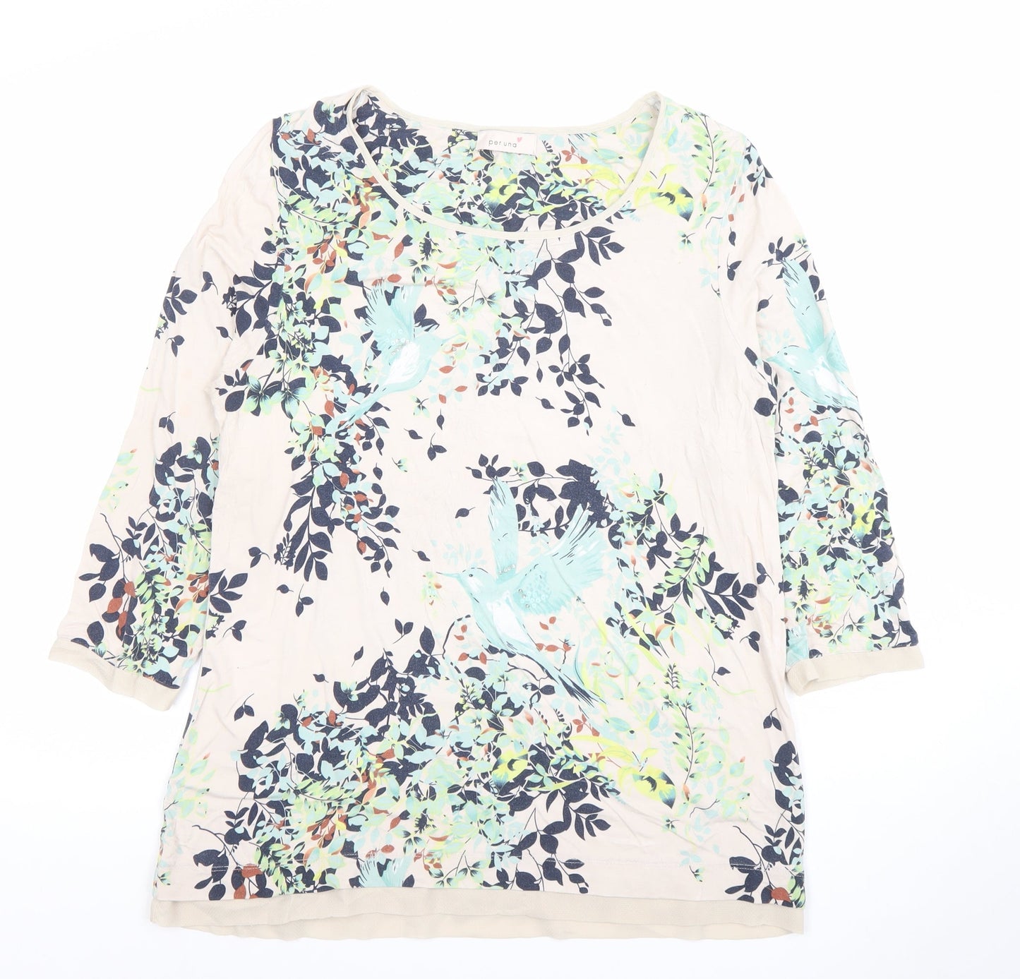 Marks and Spencer Per Una Women's Beige Floral Tunic Top Size 14