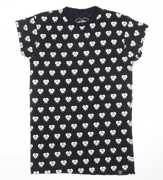 Bad Monday Womens Black Graphic T-Shirt Dress Size 10