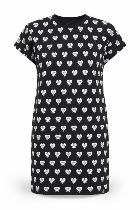 Bad Monday Womens Black Graphic T-Shirt Dress Size 10