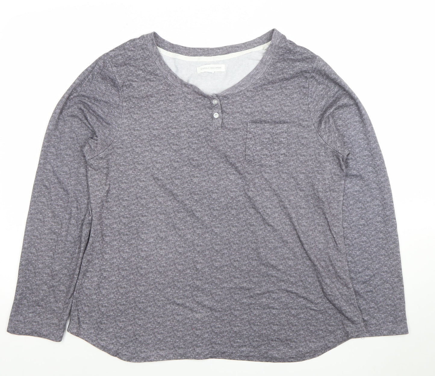 Carole Hochman Women’s Grey Long Sleeve Henley Jersey Top Size L